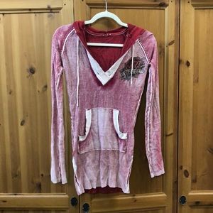 Sinful Pullover Knit with hoodie and bedazzled detail